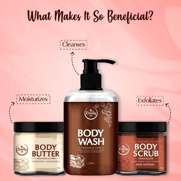 NEW The Beauty Co. Choc. & Coffee Body Wash, Body Scrub & Body Butter Gift Set - Picture 6 of 12